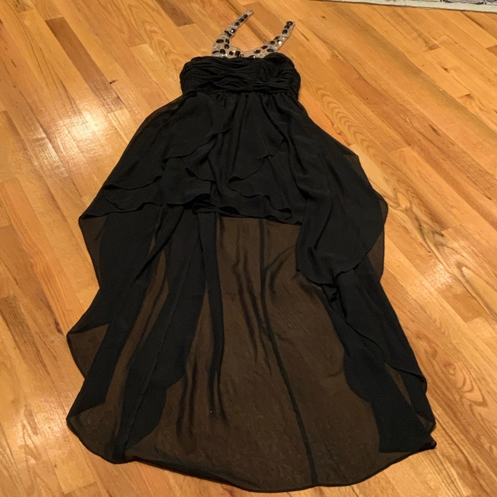 Chic Black High-Low Halter Dress